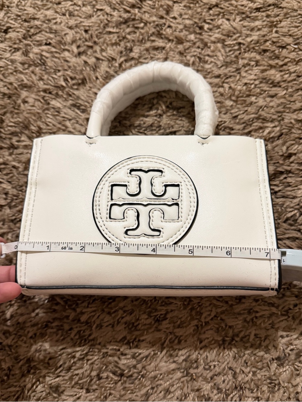 Crossbody Tory Burch Cream Leather Top-Handle Satchel with Logo Medallion - Picture 3 of 9